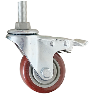 丝杆万向轮M16加长脚轮带刹车轴承轮重型轮3寸4寸5寸轮子包胶耐磨