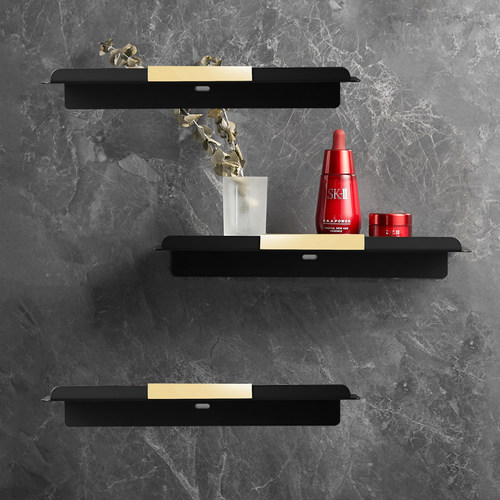浴室黑金置物架免打孔洗漱台三层