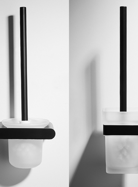 黑色马桶刷杯架套装 厕所卫生间304不锈钢置物架卫浴五金挂件北欧