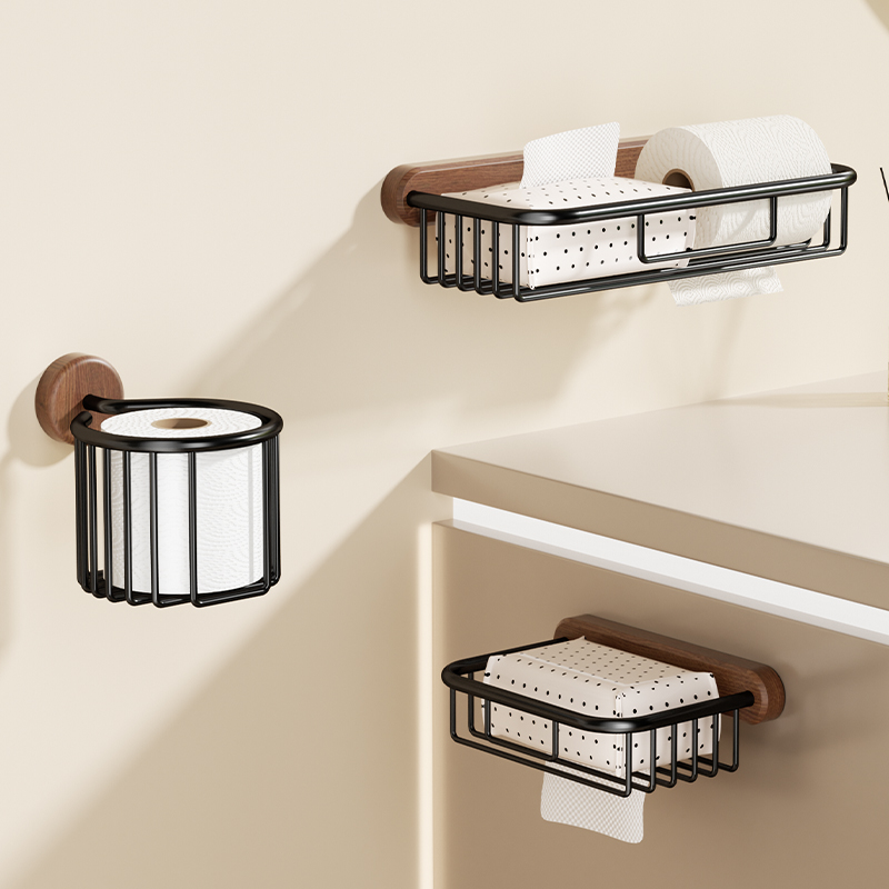 胡桃木卫生间厕纸篓卫生纸置物架