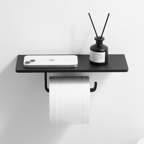 实心加厚加长纸巾架免打孔黑色