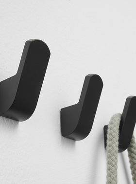 卫生间浴室毛巾挂钩单个小号免打孔黑色进门后玄关衣柜衣帽挂衣钩