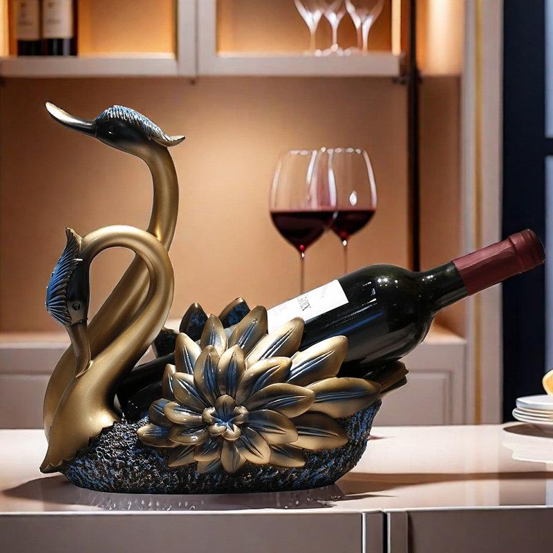 日本红酒架摆件天鹅客厅餐桌轻奢高档酒柜装饰酒架子葡萄酒置物架