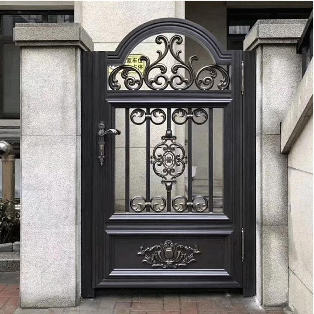 庭院小门别墅花园铝合金栅栏门中式定制大门单开 门电动铝艺门