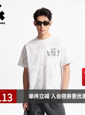 杰克琼斯高级感男短袖T恤男装夏季新款刺绣衣身满印宽松休闲短袖