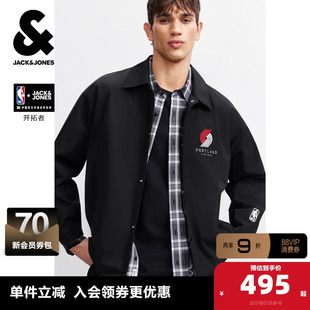 杰克琼斯NBA联名开拓者队男装夹克春季新款刺绣印花翻领廓形外套