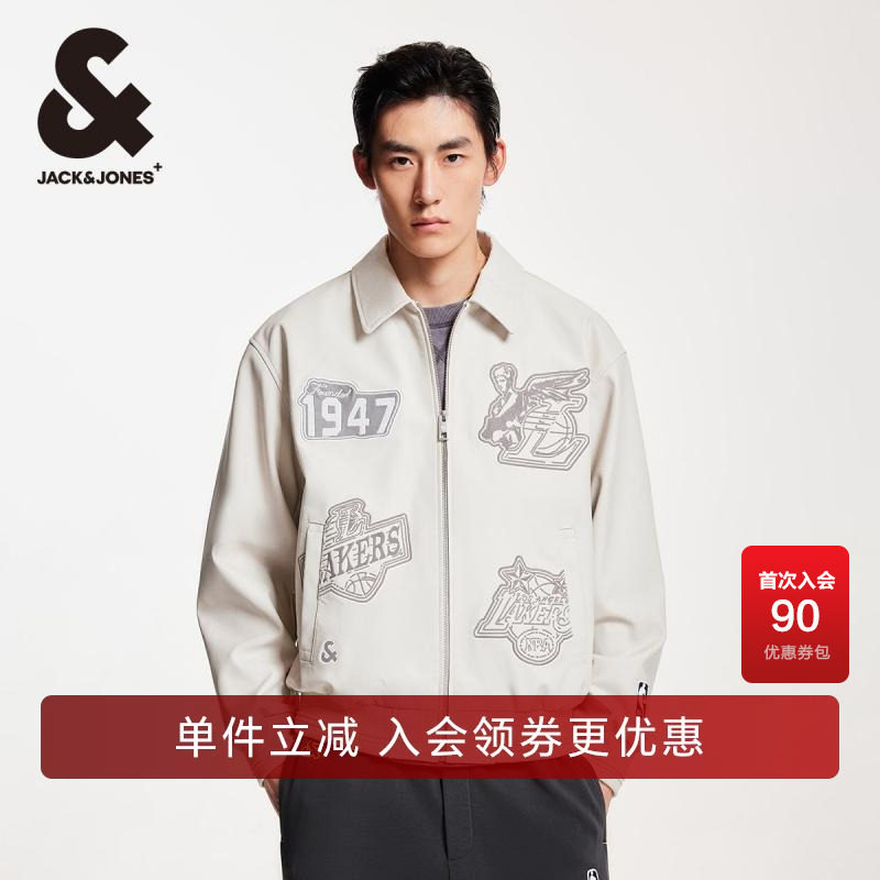 杰克琼斯常规衣身刺绣翻领夹克