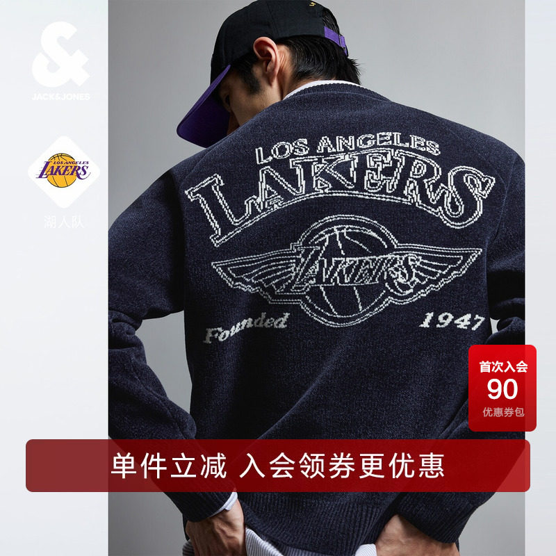 【NBA湖人队】杰克琼斯冬季男装毛衣新款印花圆领休闲风226413007