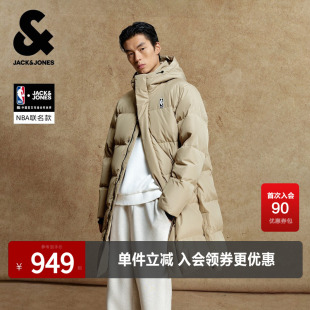 杰克琼斯奥特莱斯NBA联名款男装羽绒服秋冬2025年合体连帽中长款