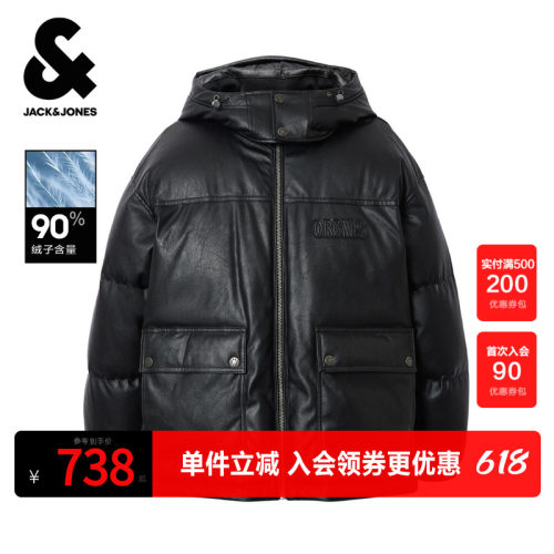 杰克琼斯奥特莱斯2025年冬季新款男装羽绒服宽松长袖经典外套上衣
