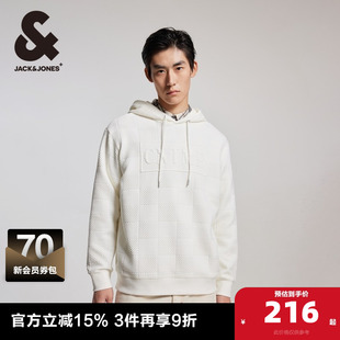 胸前字母钢印舒适百搭略宽松连帽卫衣男装 杰克琼斯冬季 新款