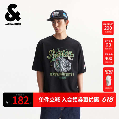 廓形版型；罗纹领口；胸前球队图案