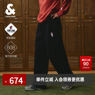 【NBA联名开拓者队】杰克琼斯奥特莱斯秋季男装卫裤弯刀长裤裤子