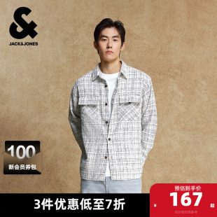 简约舒适格纹宽松休闲长袖 杰克琼斯男装 百搭时尚 衬衫 外套 春秋新款