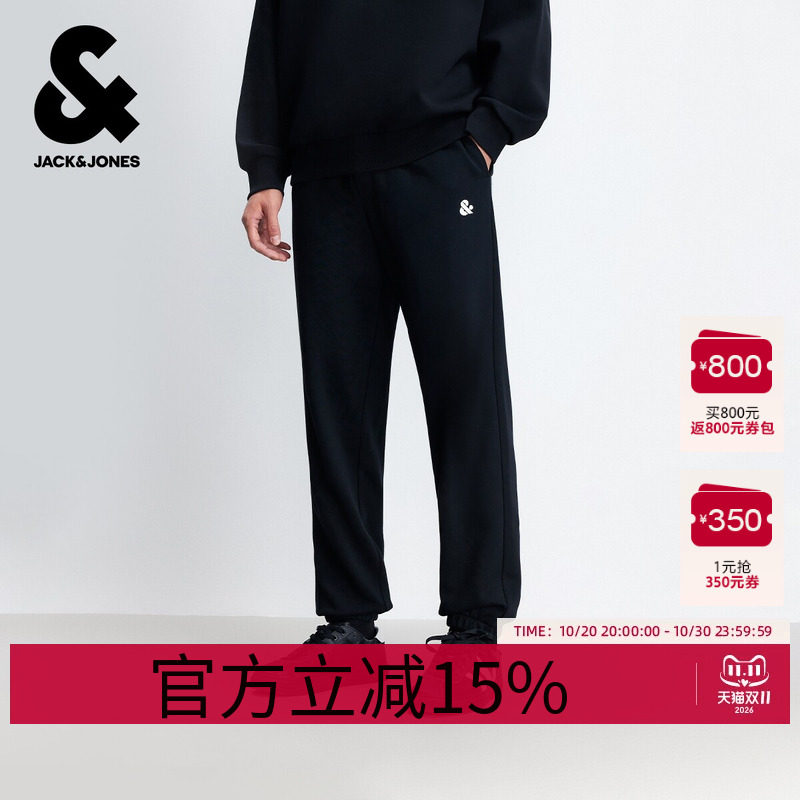 杰克琼斯男装秋季休闲裤长裤子柔软舒适精致刺绣logo合体束脚
