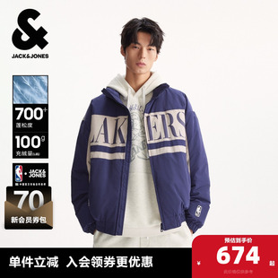 立领宽松保暖外套 新款 杰克琼斯奥特莱斯NBA联名男装 羽绒服秋冬季