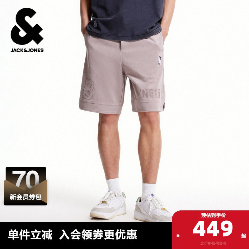 杰克琼斯奥特莱斯NBA联名男装秋季短裤潮酷出街字母刺绣裤子男