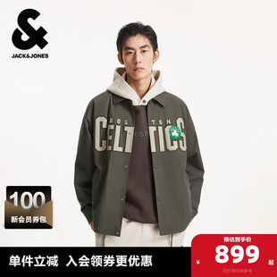 杰克琼斯NBA联名款凯尔特人队春秋新款宽松休闲翻领夹克外套男装