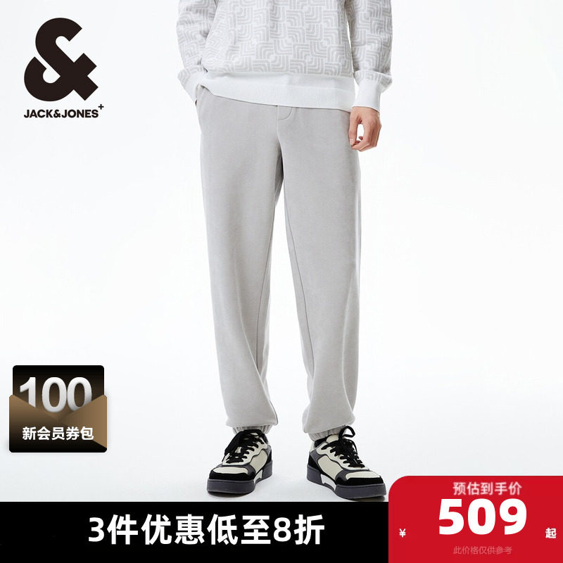 杰克琼斯春秋季新款潮流舒适抽绳松紧腰头宽松束脚裤休闲卫裤男装