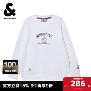 植绒贴布宽松圆领卫衣 新款 杰克琼斯NBA联名凯尔特人队男装 春秋季