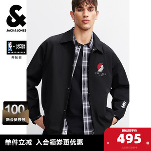 刺绣印花翻领廓形外套 新款 杰克琼斯NBA联名开拓者队男装 夹克春季