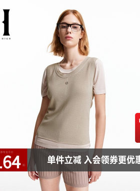SEASONHIGH无袖背心针织衫假两件