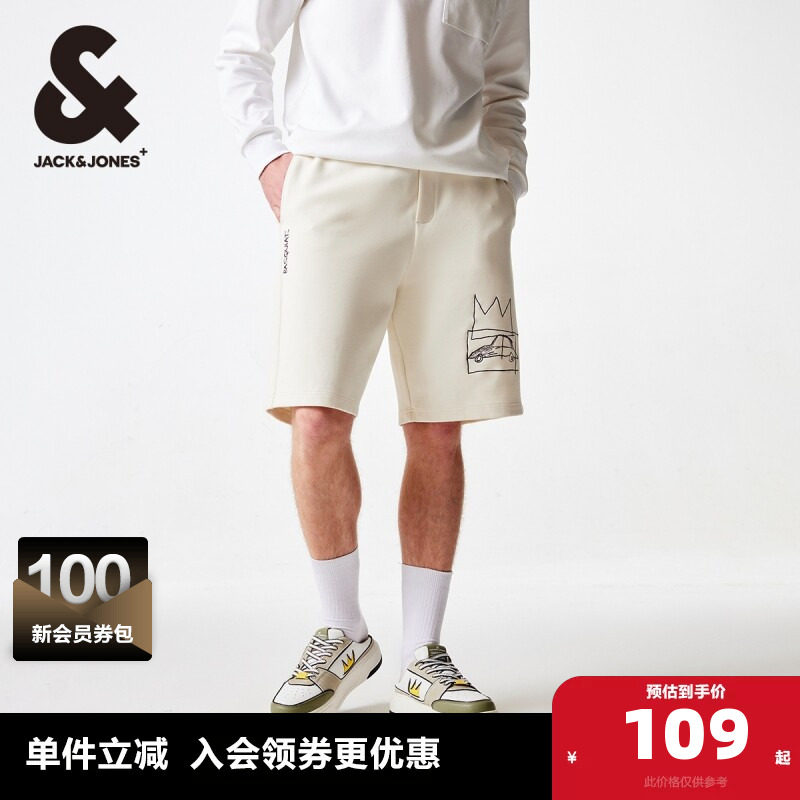 杰克琼斯outlets夏季五分裤BSQ联名款略宽松刺绣休闲短裤子