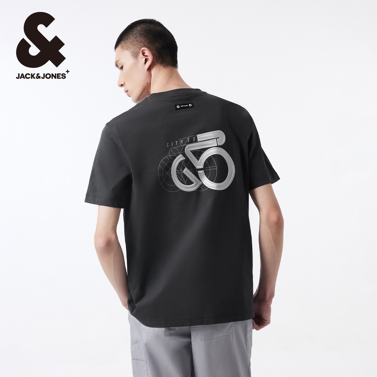 杰克琼斯男士短袖T恤男装夏季季男莱卡弹力直筒罗纹上衣短袖男款