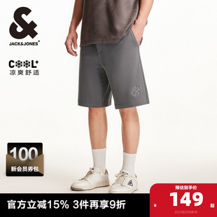 子男装 杰克琼斯奥特莱斯夏季 短裤 字母刺绣抽绳宽松休闲五分裤 新款