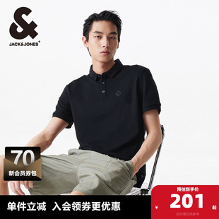 杰克琼斯春夏款男士商务休闲通勤胸前刺绣时尚短袖POLO衫男款男装