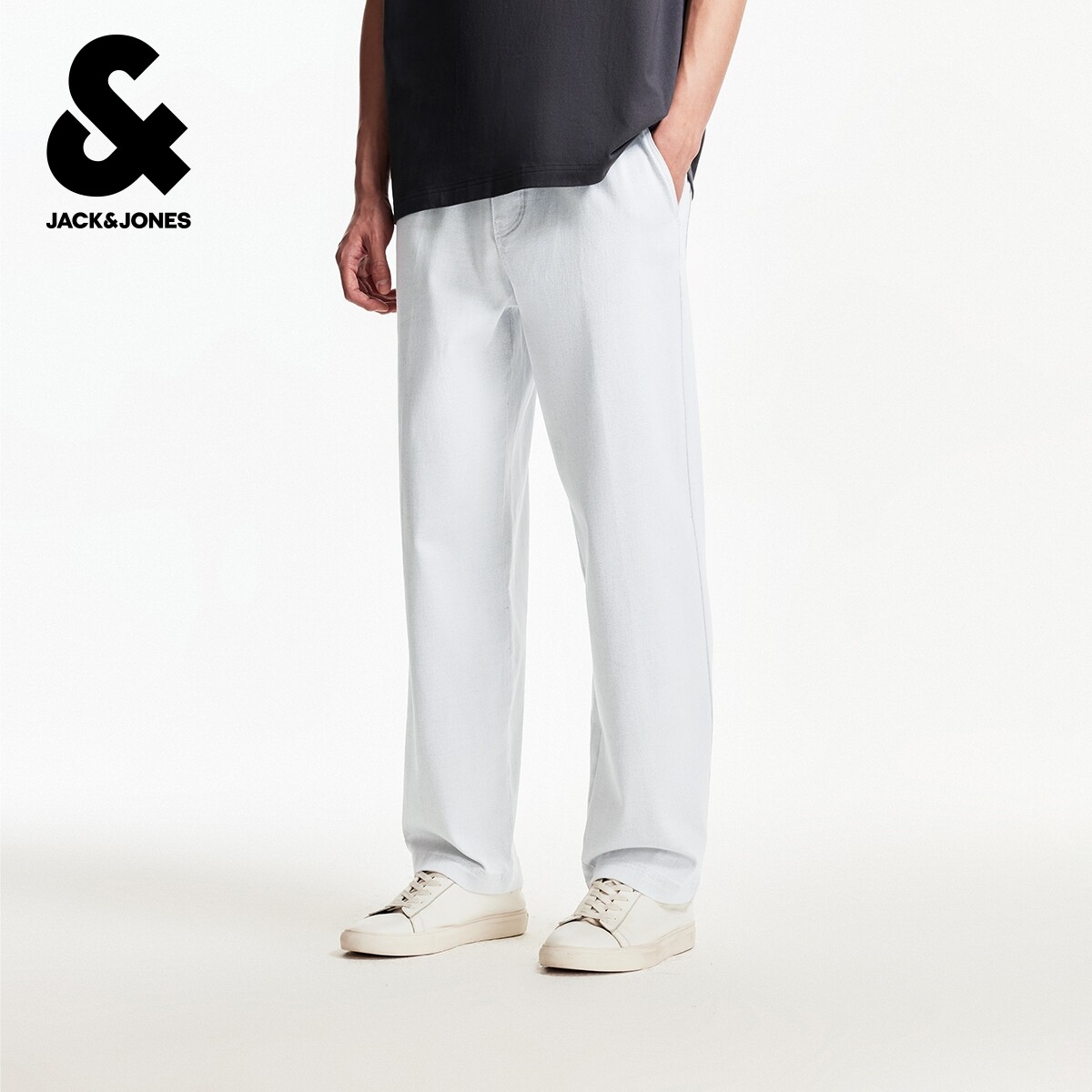 杰克琼斯男装春秋休闲裤宽松直筒时尚潮流松紧抽绳插袋款长裤裤子