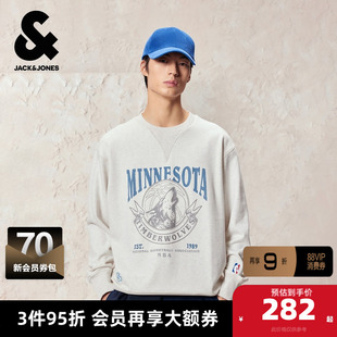 杰克琼斯奥特莱斯男装冬季卫衣NBA联名款立体字母休闲长袖上衣