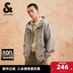 宽松简约字母抽绳连帽上衣男装 杰克琼斯男装 新款 外套春季 夹克
