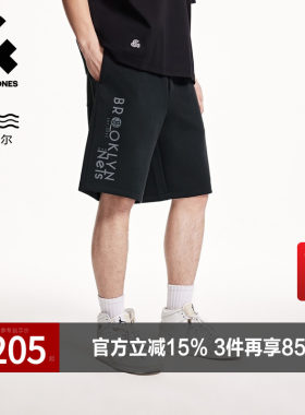 杰克琼斯男装NBA联名夏季新款布鲁克林篮网队植绒字母休闲短裤子