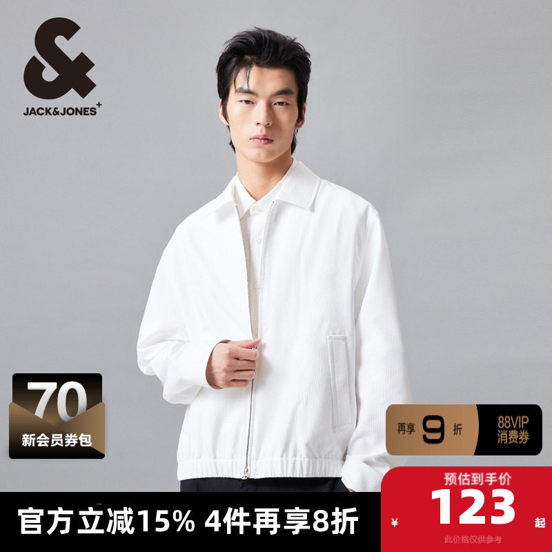 杰克琼斯男装夹克 外套春季新款男装宽松纯色拉链字母刺绣日常