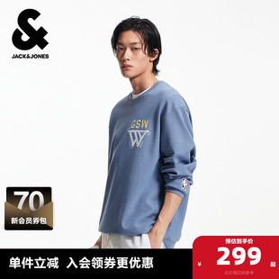 杰克琼斯男生NBA联名秋季 运动百搭上衣 圆领卫衣2025年新款