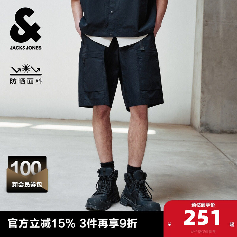 杰克琼斯奥特莱斯夏季多口袋简约风潮流时尚宽松基础短裤子男装