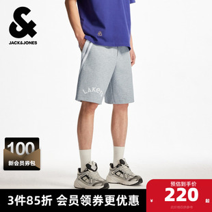 杰克琼斯NBA联名湖人队男装夏季字母印花日常休闲松紧抽绳短裤子