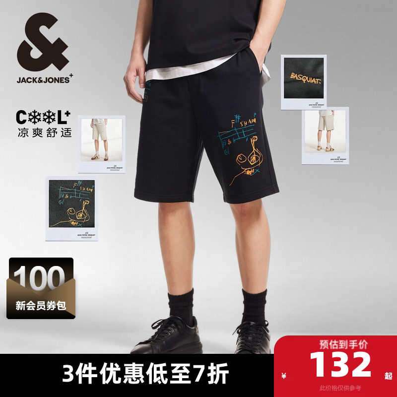 杰克琼斯夏季新款BSQ联名舒适凉感百搭潮流宽松五分裤短裤子男装