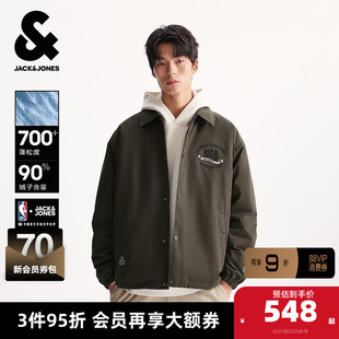 【羽绒服】杰克琼斯NBA联名短款颜值轻羽冬翻领教练夹克外套男装