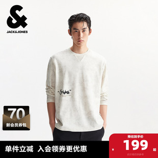 百搭舒适休闲宽松字母扎染长袖 杰克琼斯夏季 T恤时尚 男装 上衣 新款