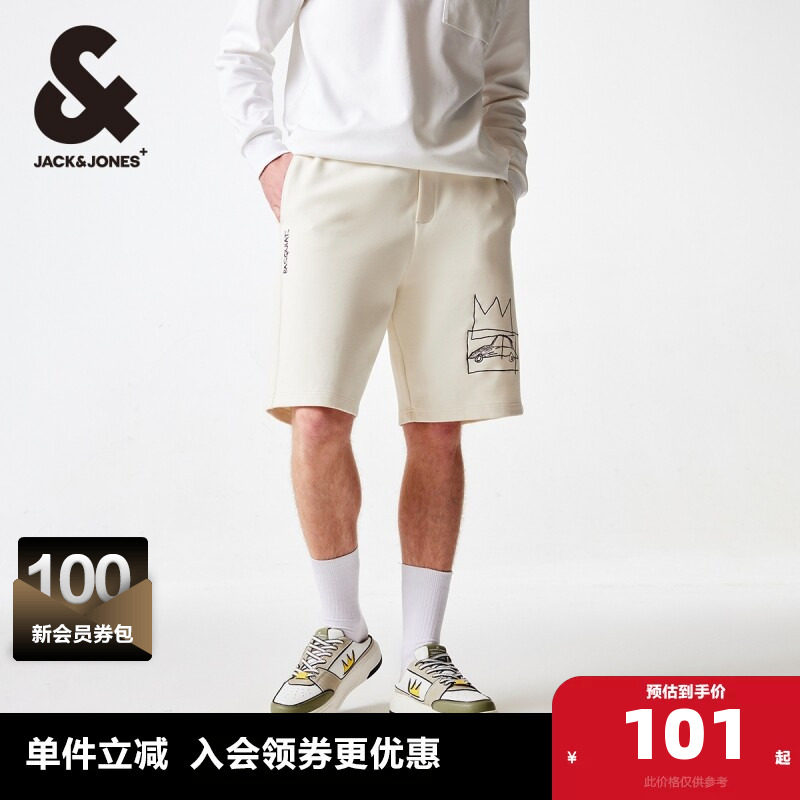 杰克琼斯outlets夏季五分裤BSQ联名款略宽松刺绣休闲短裤子