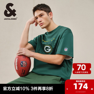 男裝 杰克瓊斯夏季 T恤男款 短袖 新款 NFL聯名寬松純色字母純棉男士