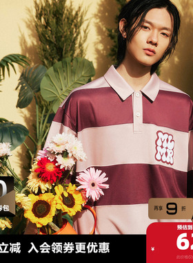 MLMR夏季情侣款翻领T恤复古舒适经典条纹男士POLO衫男款短袖男装