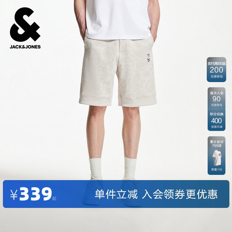 杰克琼斯男装夏季新款NBA联名短裤运动风百搭潮流舒适宽松裤子