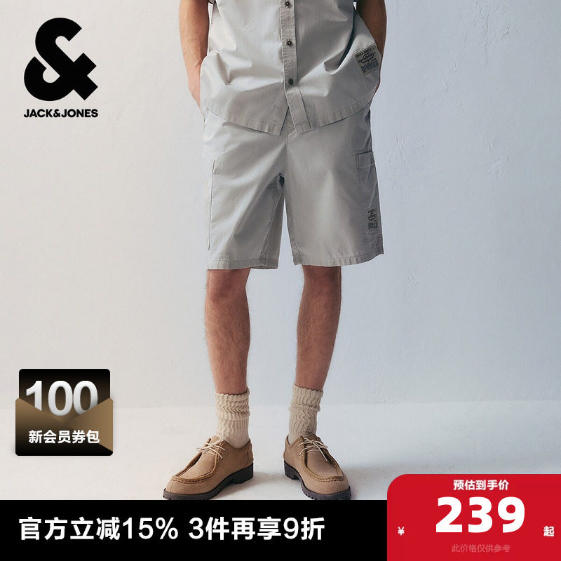 杰克琼斯奥特莱斯夏季男装牛仔短裤舒适个性潮简约风高街纯棉裤子