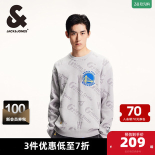 男装 杰克琼斯春秋毛衣休闲宽松字母刺绣贴布毛针织衫 Jones Jack