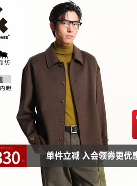 杰克琼斯可拆卸加绒内胆毛呢大衣