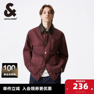 纯棉多口袋宽松立领日常夹克长袖 新款 男 外套春季 杰克琼斯男装