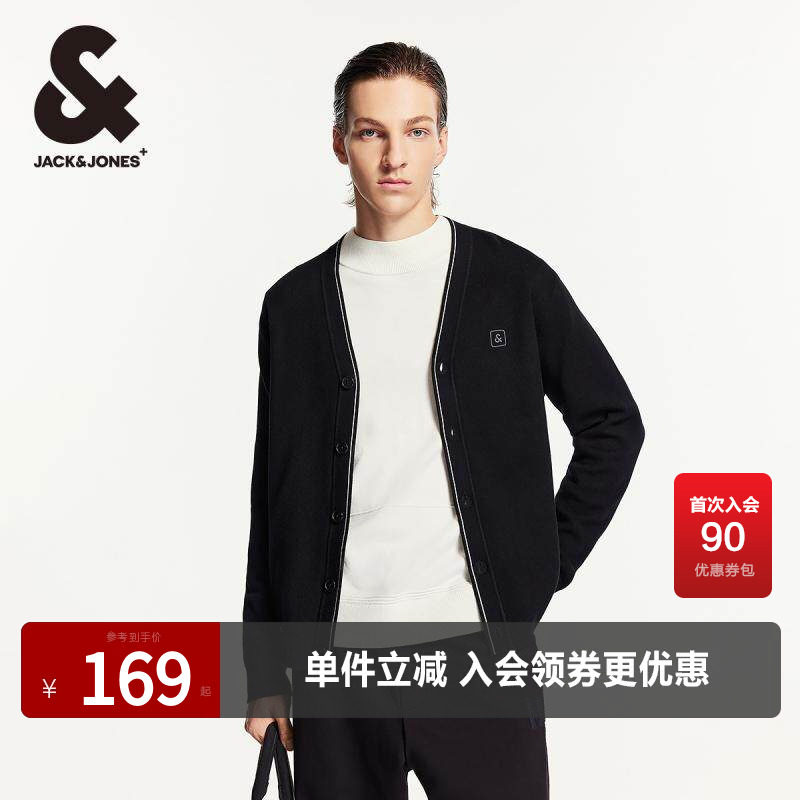 杰克琼斯春季新款logo刺绣装饰舒适百搭常规版型毛衣男装